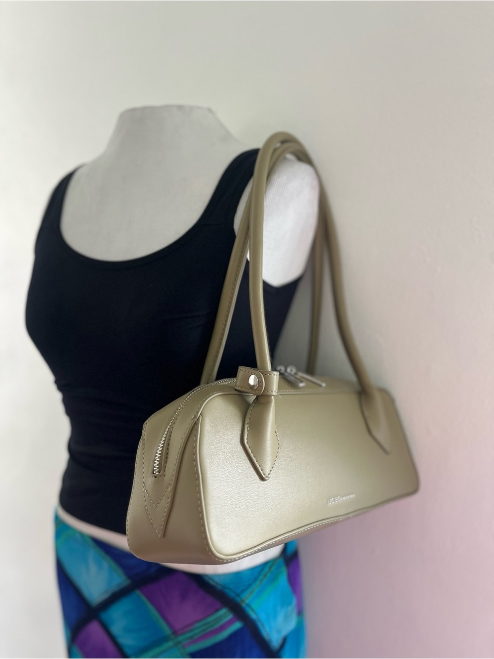 BCBGeneration Taupe Shoulder Bag with Double Straps